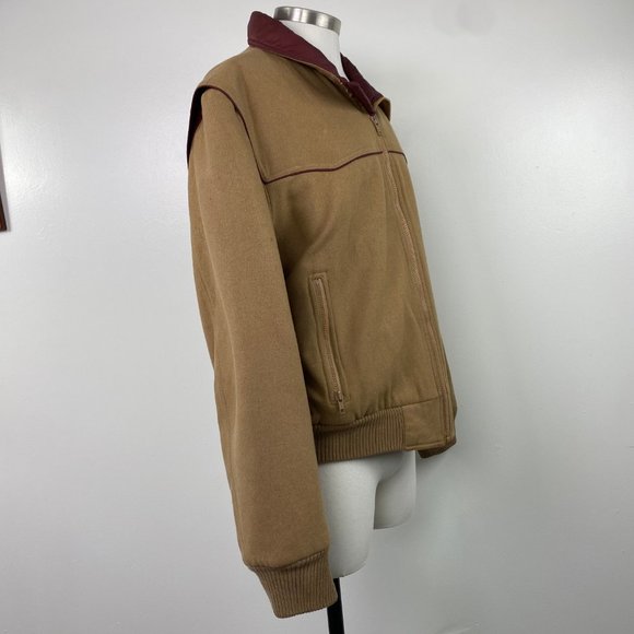 Vintage Anderson-Little Tan w/ Red Trim Coat Large Wool Blend - Picture 10 of 15